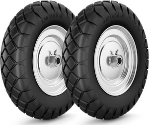 lot 161583 image: RONPOW 4.804.00-8 Flat Free Wheelbarrow Tire and Wheel, 16 Silver 2-Pack