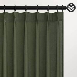 lot 161588 image: Olive Green Linen Semi Sheer Curtains 86 Inches Long,Spring Boho Natural Bedroom Living Room Home Decor,Cotton Linen Blended Light Filtering Pinch Pleated Window Curtain 7.17ft Panels Set of 2