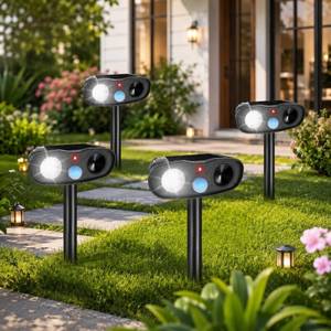 lot 161589 image: Sonic Fortress Pro Deer Repellent Devices Solar Ultrasonic Animal Repeller Outdoor Cat Deterrent with Motion Sensor Flash Light to Keep Raccoon Squirrel Rabbit Skunk Out of Garden