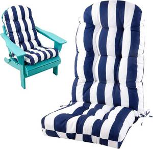 lot 161605 image: Adirondack Chair Cushion, High Back Patio Chair Cushions 48 x 19.7 x 4.7 Inch, IndoorOutdoor Thickened Rocking Chair Cushion, Fade-Resistant & Waterproof (Blue White, Set of 1)
