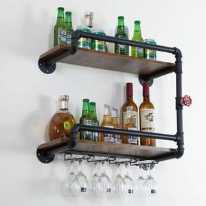 lot 161617 image: Wine Rack Wall Mounted 2 Tier, Black(23.6x10.6x19.7)