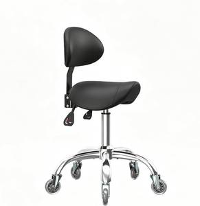 lot 161618 image: Saddle Stool with Back Support, 350LBS Ergonomic Rolling Chair, Black