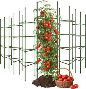 lot 261623 image: CEWOR 6 Pack Extra Tall Tomato Cage, 63 Inch Adjustable Tomato Trellis  Large Tomato Cages for Garden, Plant Cages Structure Triangle Stakes for Raised Garden Bed, Climbing Plants Outdoor