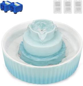 lot 261638 image: Wonder Creature Ceramic Cat Water Fountain, Stable Cupcake Design, 71oz