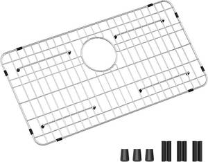 lot 261645 image: Stainless Steel Sink Grid and Protectors for Bottom of Kitchen Sink, 26 x 14 with Rear Drain for Single Sink Bowl, for sink protectors for kitchen sink stainless steel
