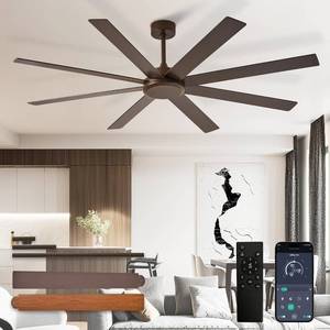 lot 261653 image: Retails for $110 Depuley Large Ceiling Fan without Light 66 Inch IndoorOutdoor Fan Reversible DC Motor 6 Speed - Dual 8 Blades Big Ceiling Fans with No Light for Living Room Covered Patio, Brown