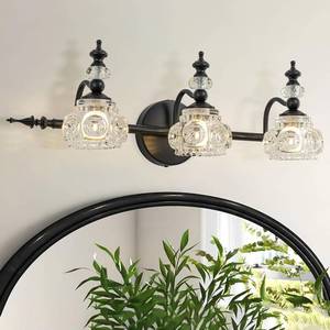 lot 361639 image: Bathroom Vanity Light Fixtures, Farmhouse Vintage Wall Sconce Lighting with Glass Shade, Bath Vintage Wall Mounted Lamps for Mirror (3 Lights,Matte Black,G9 Base)