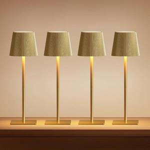 lot 361640 image: LUTEC 4 Pack Cordless Table Lamp,6000mAh Rechargeable Battery Operated Desk Lamp,Two Adjustable Heights,Waterproof, Touch Control & 3 Color Stepless Dimming for RestaurantBedroomBarsOutdoor (Gold)