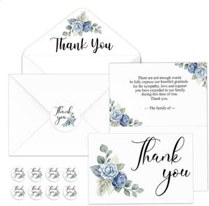 lot 361664 image: Fumete 50 Set Funeral Thank You Cards, Flower