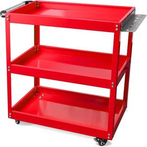 lot 461476 image: YATOINTO Updated Rolling Tool Cart 330LBS Metal 3 Tier Rolling Cart Carts with Wheels Heavy Duty Utility Carts, Ergonomic Handle Rolling Mechanic Tool Cart Storage Organizer for Warehouse Garage