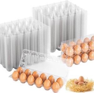lot 461501 image: Egg Cartons Cheap Bulk 100 Pack, 1 Dozen Plastic Egg Carton for Refrigerator, Reusable Egg Container Holder for Storing, Sharing, Selling, Clear Egg Cartons for Home Ranch Farm Market-2x6 Grids
