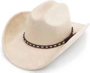 lot 461505 image: BESOOGII Western Cowboy Hat for Women and Men, Unisex Big Wide Brim Felt Hats for Cowboys and Cowgirls