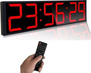 lot 461513 image: 26 Huge Digital Wall Clock, Home Gym Interval Workout Timers, with Countdown, Stopwatch, 7-Color Light, 8-Alarms, CalendarTemperature Display, for HIITTabataFGBEMOM (Red)
