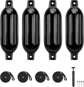 lot 461517 image: KEMIMOTO Boat Fenders Boat Bumpers for 15-35ft Boat, 4 Pack Inflatable Boat Fenders Bumpers with 4 Ropes, Boat Bumpers for Docking, Fit for Pontoon Boat Bass Boat and Jon Boat