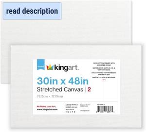 lot 161609 image: KINGART 845-2 Stretched White Canvas for Painting, 30 x 48 Inch, Pack of 2