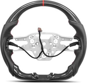 lot 371363 image: Retails for $340 Heated Real Carbon Fiber Steering Wheel for Ford Mustang 2024-2026 (S650) GT Dark Horse EcoBoost, Track Style Red Stitching & Stripe, Flat Bottom Sport Grip Replacement, Retains OEM Heating
