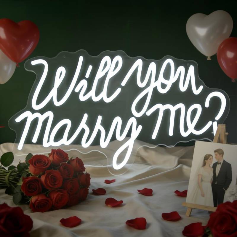 lot 1560 image: Will You Marry Me LED Neon Sign USB Powered 19.7 11.8 in
