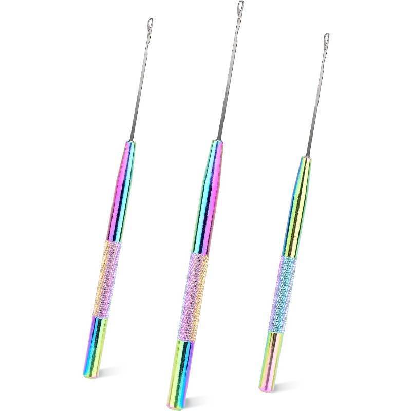 lot 1622 image: NEWISHTOOL Stainless Hair Extensions Loop Needle Pulling Hook Tool, 3 PCS