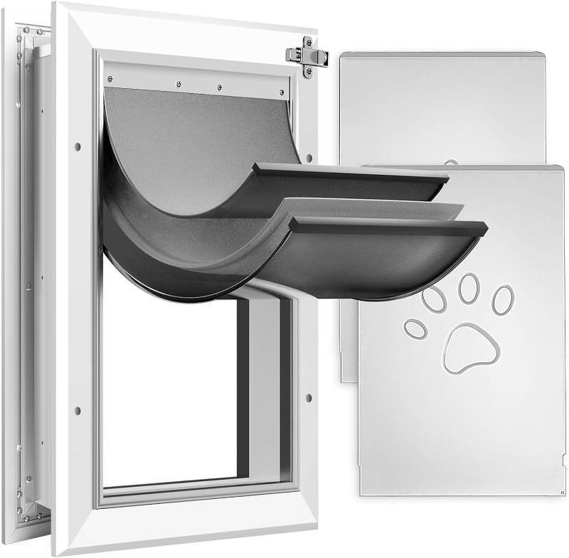 lot 1565 image: $99 Petoasis 3-Flaps Heavy-Duty Dog Door, Aluminum Frame, Weatherproof, Lar