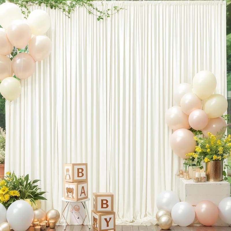 lot 1187 image: Ivory Backdrop Curtain 5ft x 8ft, 2 Panels, Wrinkle-Free Photo Backdrop