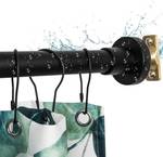 $46 Artiwell Shower Rod, Adjustable 47-84 in, Permanent Mount, Matte Black