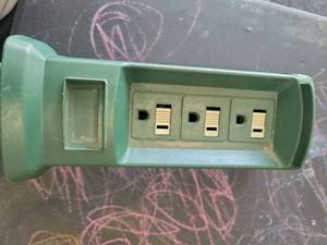 lot 7 image: Green Power Strip with 3 Outlets and Coiled Black Cord - Retail $0