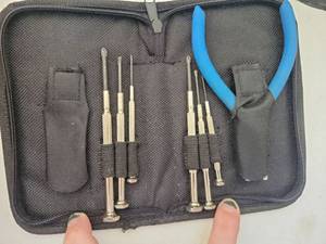 lot 33 image: Jewelry Making Tool Set with Case and Blue Pliers - Retail $0