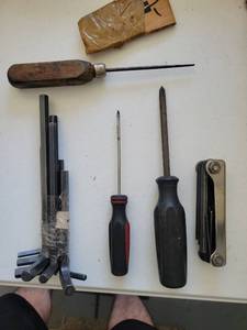 lot 36 image: Lot of Hand Tools Screwdrivers, Hex Keys, Awl, Multi-Tool - Retail $0