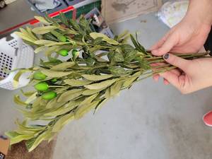 lot 82 image: Faux Olive Branch Stems with Berries Bundle - Retail $0