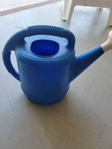 lot 111 image: Blue Watering Can with Spout and Handle - Retail $0