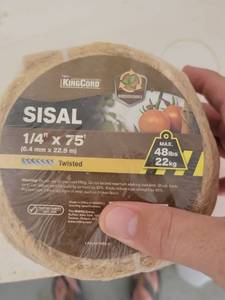 lot 134 image: Kingsford 1-18 x 25 Twisted Sisal Rope 22k Break Strength - Retail $0