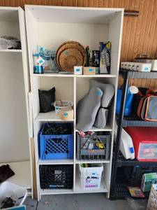 lot 143 image: White Storage Shelving Unit with Adjustable Shelves 72in tall 30in long SHELVING ONLY contents not included - Retail $0