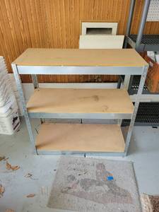 lot 188 image: 3-Tier Industrial Storage Shelving Unit with Particle Board Shelves 35Lx15Dx37H