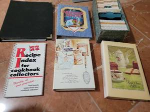 lot 191 image: Cookbook Collection Lot Recipe Index Saver Album Keepsake 5 Books. Years and years of recipes collected.