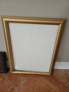 lot 197 image: Gold Tone Frame with White Mat and Glass 21.5Lx28H