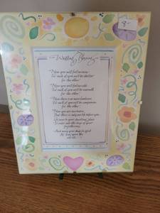 lot 200 image: Framed Wedding Blessing Print with Decorative Floral Border