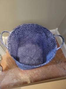 lot 225 image: Blue Woven Storage Basket with Handles