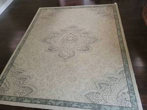 lot 235 image: Decorative Area Rug with Medallion and Border Pattern 118x96 used rug. Cat owner