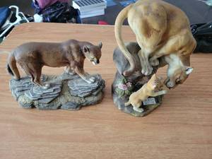 lot 269 image: Animal Figurine Lot, Cougar Sculptures