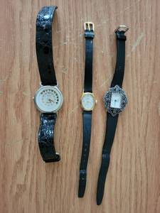 lot 290 image: Lot of 3 Watches with Black Leather Straps