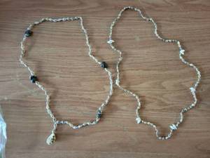 lot 296 image: Lot of 2 Beaded Necklaces with Shell and Metal Accents