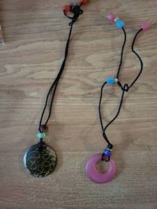lot 302 image: Lot of 2 Beaded Cord Pendant Necklaces