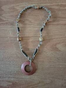 lot 307 image: Handmade Beaded Cord Necklace with  Pendant