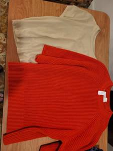 lot 348 image: Red Knit Sweater with White Tank Top size small