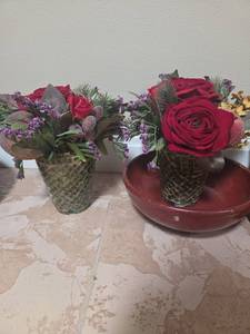 lot 396 image: Fake Flowers in Pots and Bowl