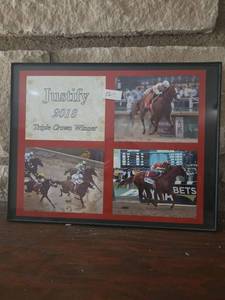 lot 448 image: Justify 2018 Triple Crown Winner Framed Photograph Collage