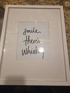 lot 476 image: Framed Wall Art Print Smile Theres Whisky Text