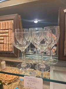 lot 481 image: Set of 5 Unmarked Wine Glasses, Two Sizes