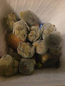 lot 494 image: Assorted Bucket of Decorarive Sugared Artichoke Other Craft Supplies