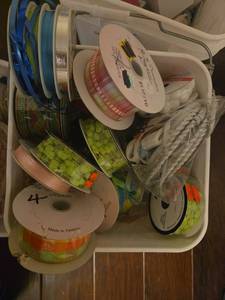 lot 499 image: Assorted Ribbon and Trim Lot Multiple Spools